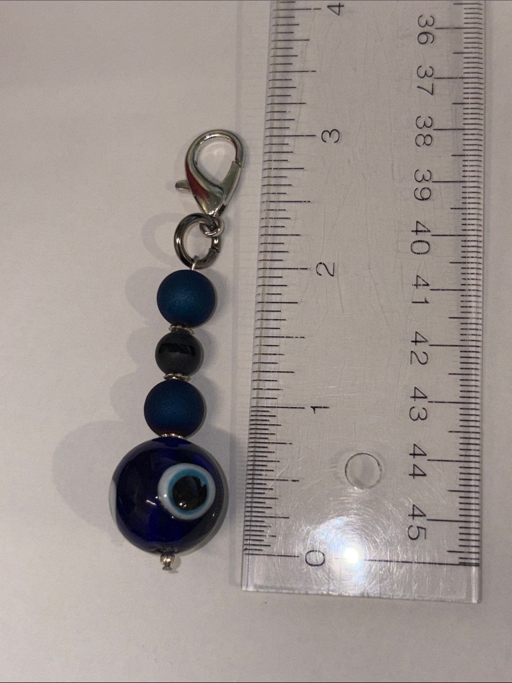 Hand Crafted Agate Crystal Glass Evil Eye Purse Charm Keychain - Picture 6 of 6
